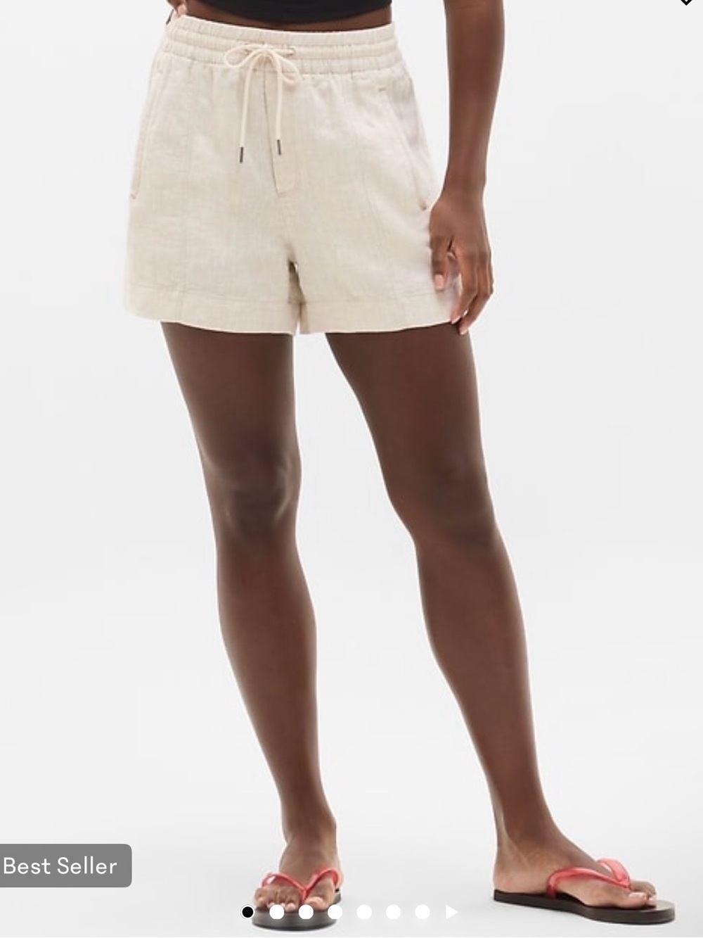 Athleta High-Waist Linen-Blend Shorts - Flax